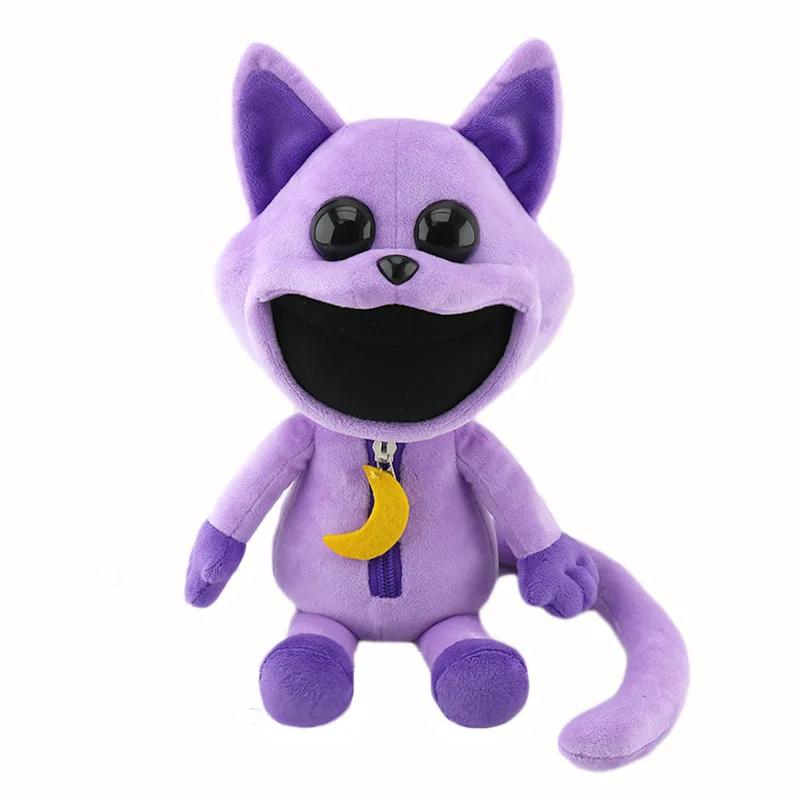 Smiling Meow Smiling Critters – Nickerchen-Plüschpuppe Smiling Critters – Furchterregende Tierserie – Plüschtier – Nickerchen-Katze – Puppen – Kinderspielzeug – Geschenk Purple Cat 28CM 190g violett