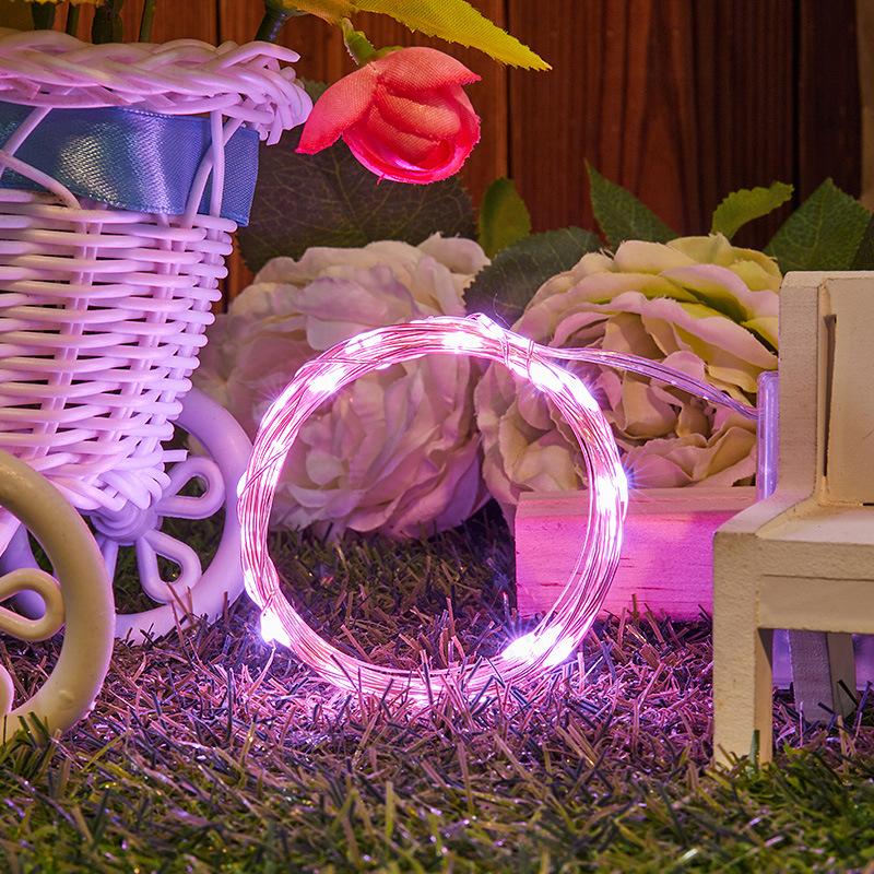 Batteriebetriebene Weihnachtshochzeits-Party-Dekoration, Girlande, Party-Dekoration für drinnen und draußen, Lichterkette mit Batteriefach, LED, 3 x AA 10M rosa