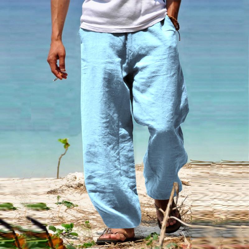 Herren Große Größen Sommer Baumwolle Große Größen Weite Bein Leinenhose Übergroße Joggerhose Männliche Übergröße Lose Hose XXXXXL himmelblaue
