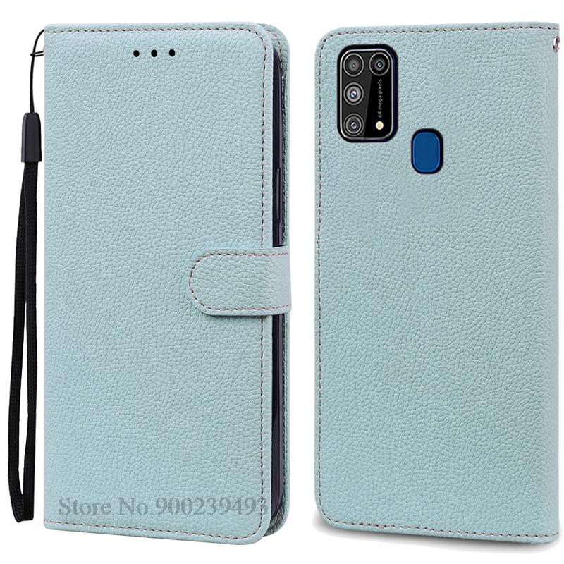 M31 Hülle für Samsung Galaxy M31 Hülle Silikon Leder Flip Wallet Hülle für Samsung M31 Handyhülle M 31 M315F Cover Coque Fundas Samsung M31 (M315F) hellblaue