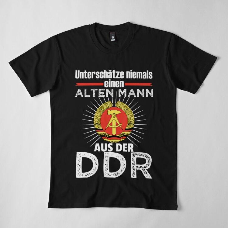 Männer Premium Baumwolle Harajuku T-Shirt DDR Deutschland alten Mann sagen Print T-Shirts lustige Stil Rundhals Baumwolle T-Shirt lässig T-Shirts XL schwarz