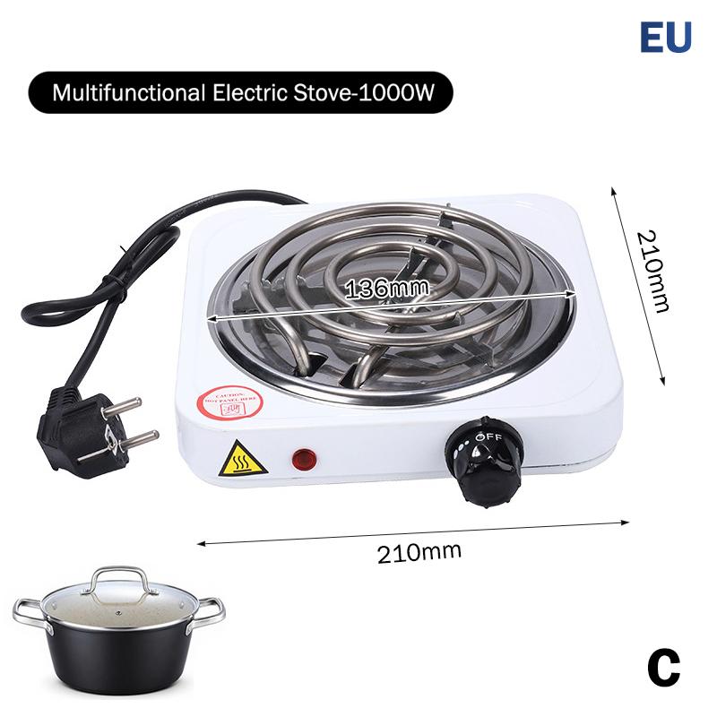 Elektrische Kochplatte 500W 1000W Einzel-Tischkocher Tragbar für schnelle leckere Mahlzeiten in kleinen Küchen C 1000W weiß