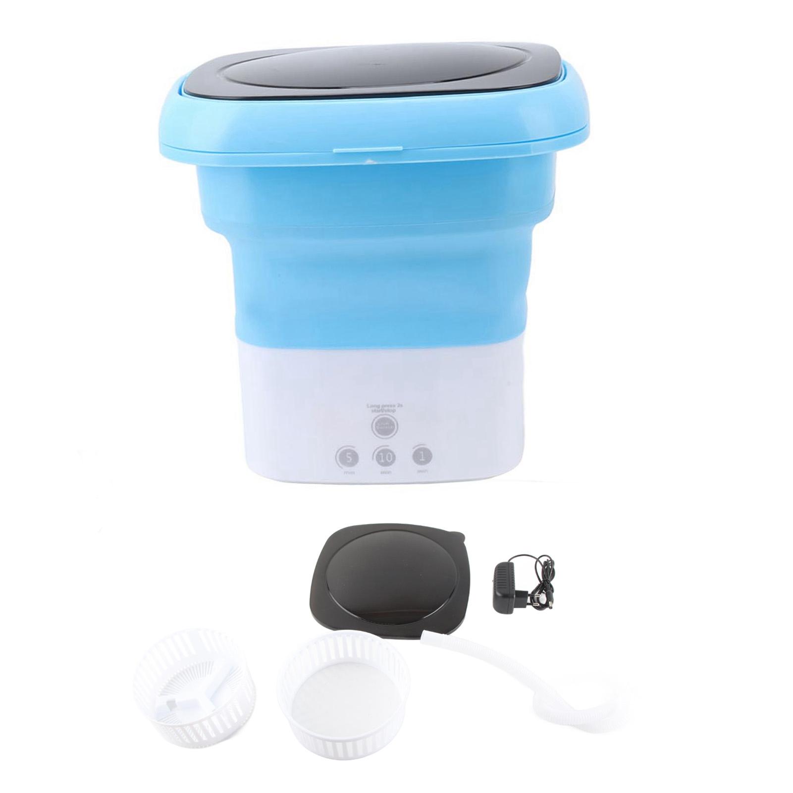 Mini Faltbare Waschmaschine Mini Tragbarer Eimer Waschmaschine mit Ablaufschlauchadapter für Babykleidung blau