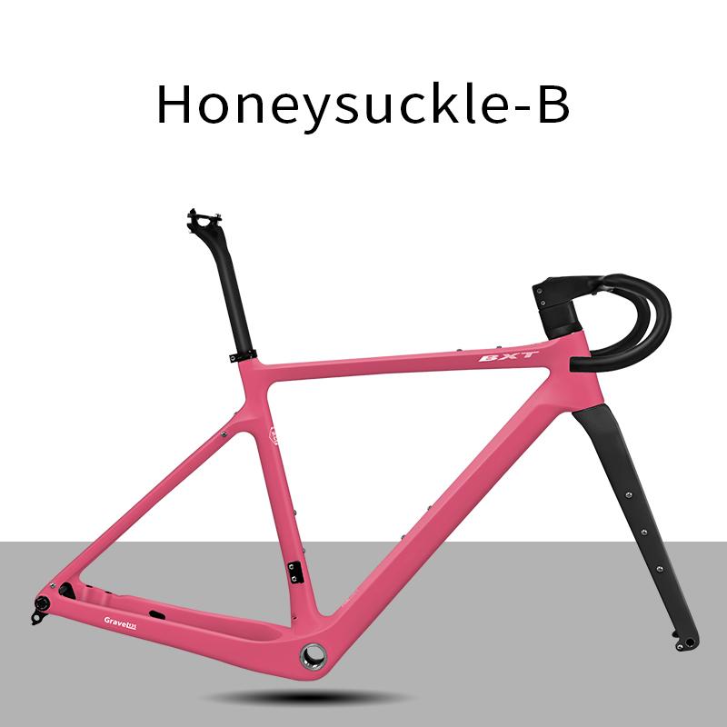BXT T1000 Carbon Gravel Rahmen Disc Gravel Bike Rahmen 700C/27.5er Steckachse Rennrad Rahmen Vollständig Versteckte Leitungen UDH Schaltauge BXT logo pink Gloss-49 rosa