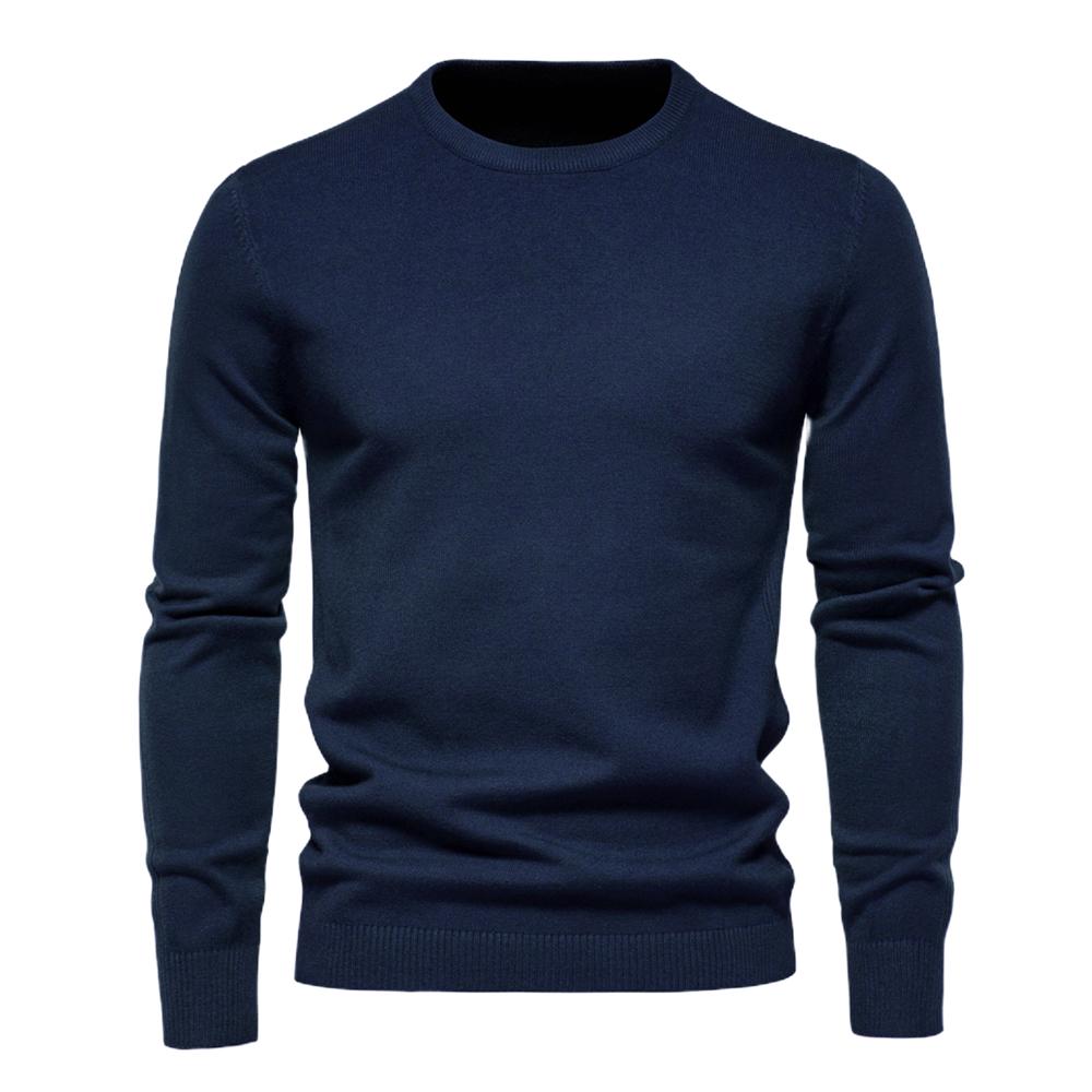Warme Winter Pullover Männer Dicke Pullover Oansatz Einfarbig Slim Fit Qualität Herren Pullover Ziehen Männer XL 72-80kg navy blau