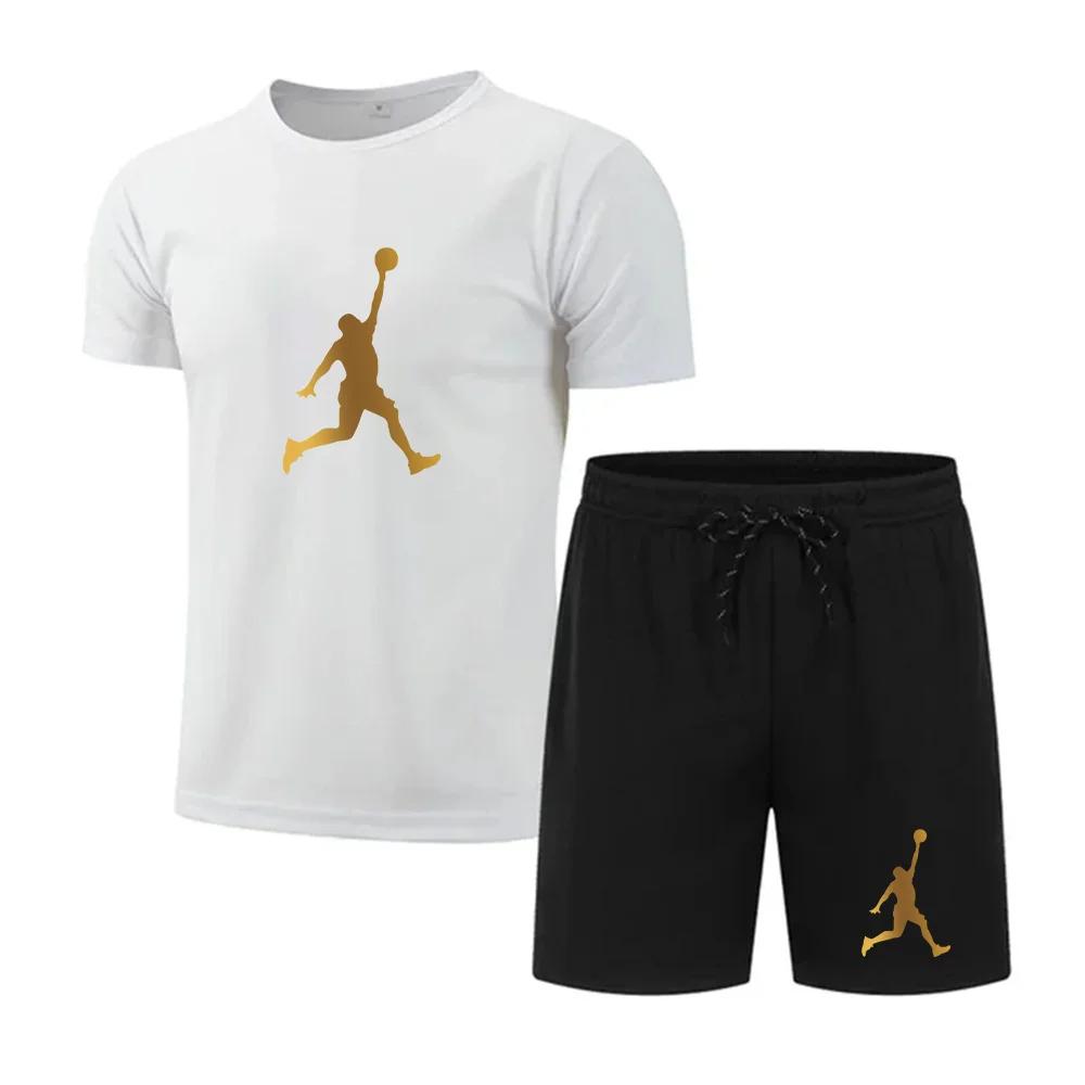 Sommermode bedrucktes Herren-Shorts-Set Schnelltrocknendes, atmungsaktives Sport-Set Kurzarm-T-Shirt-Set Herren-Jogging-Set M