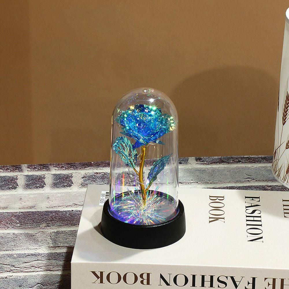 Rote bunte dekorative Blumen-Pflanzen-ewige Rose-LED-Licht-Folien-Blumen-Geschenk A blau