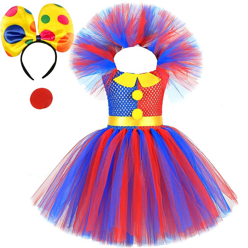 Erstaunliches Digitaler Zirkus Clown Kostüm: Rot-Blaues Halloween-Kleid 4-5 Years (95-105cm) blue