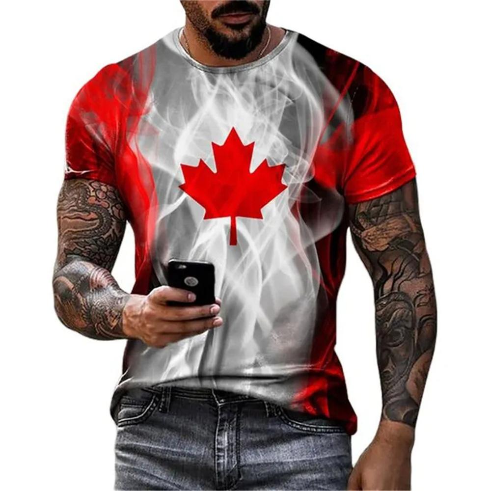 Mode Kanada Maple Leaf Flagge 3D Druck männer T-Shirts Sommer Rundhals Lose Kurzarm Übergroßen T-Shirts Männer Kleidung tops 3XL