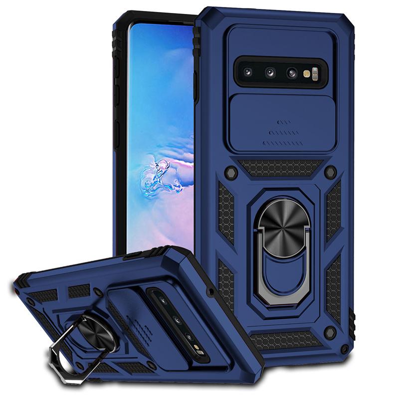 Für Samsung Galaxy S10 S10 Plus Hülle Stoßfeste Panzerfolie Kameraschutzhülle für Samsung S10 S10+Plus Ringhalterabdeckung For Samsung S10 Plus blau