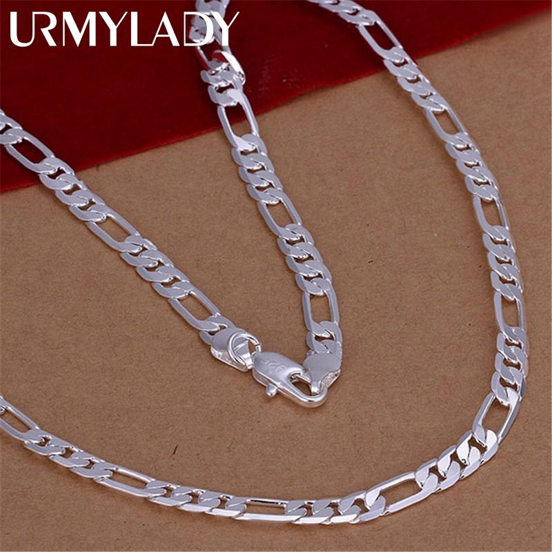 925 Sterling Silber hochwertige Herren 6MM flache Kette Halskette Modeschmuck Damen Herren solide Kette Hochzeitsgeschenk 55cm