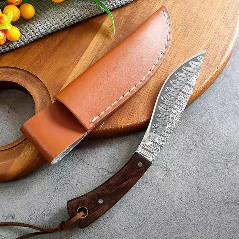MYVIT TOP Küchenmesser, professionelles Ausbeinmesser, Fleischschlachtmesser, Küchenmesser, Metzger, Lamm, Vieh, Ausbluten, Ausweiden von Knochen, Fleischmesser With Cover