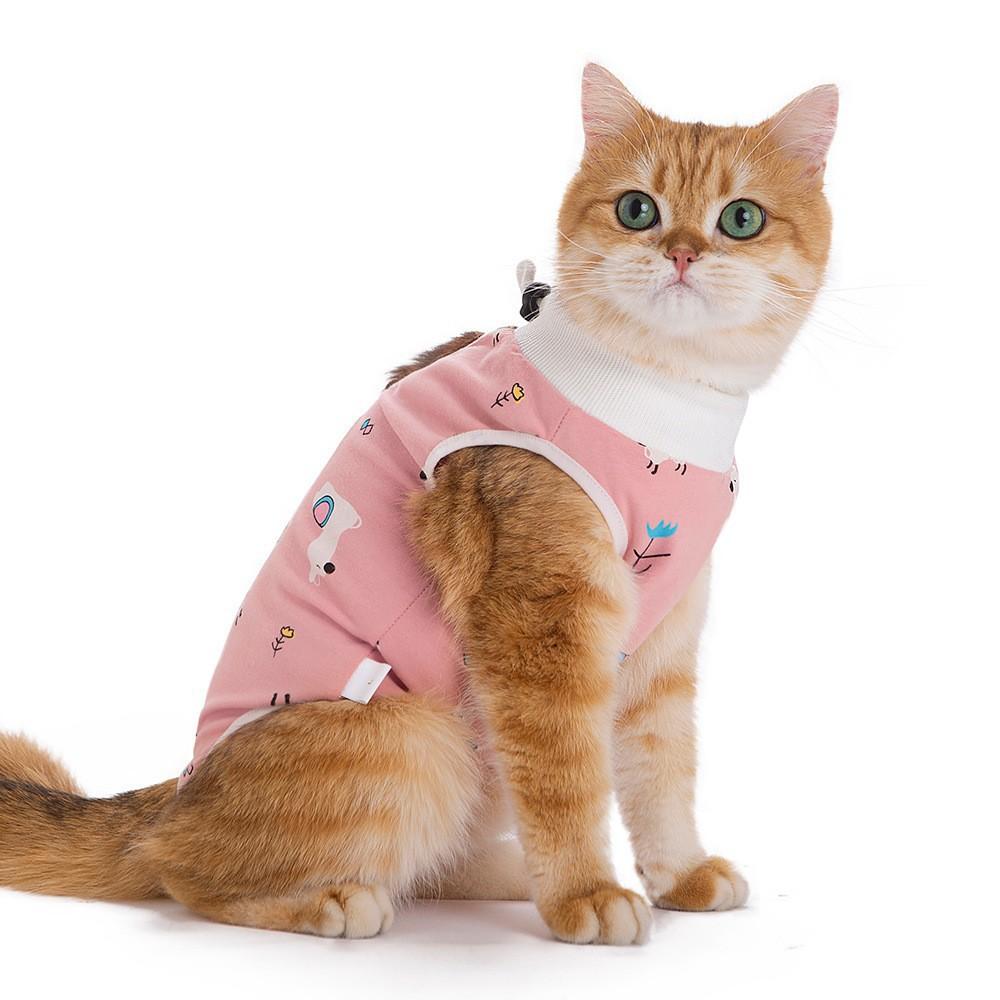 Kastrationskleidung für Katzen, Postoperative Anti-Leck-Kleidung, Physiologische Hose für Haustiere, Dünne und atmungsaktive Entwöhnungskleidung für weibliche Katzen S rosa