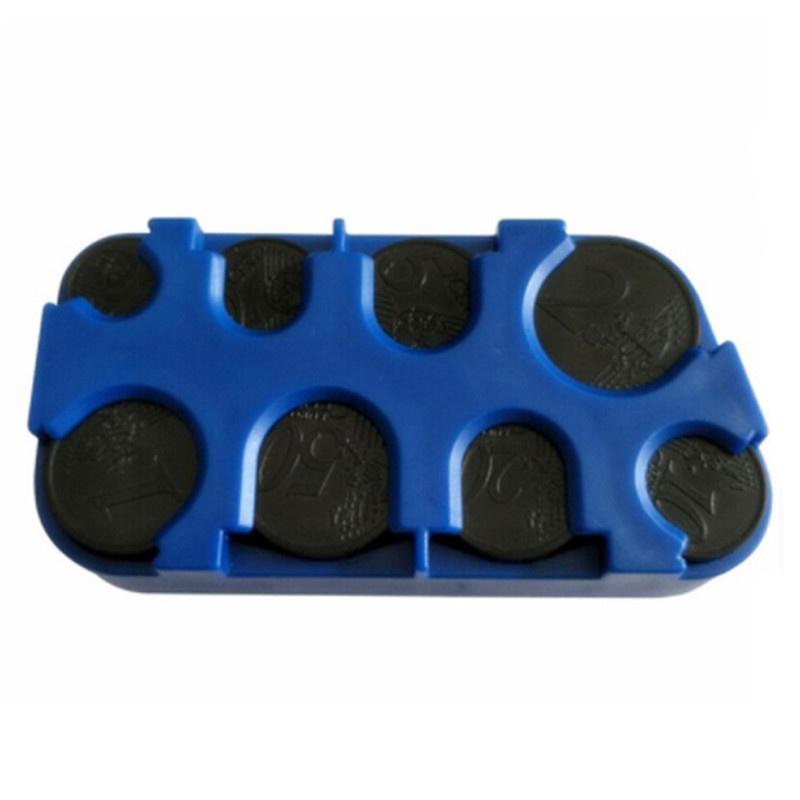 Euro-Münzspender, Aufbewahrungsbox für Münzen, Geldbeutel, Geldbörsenhalter, Aufbewahrungsbox, Kunststoffspender blau