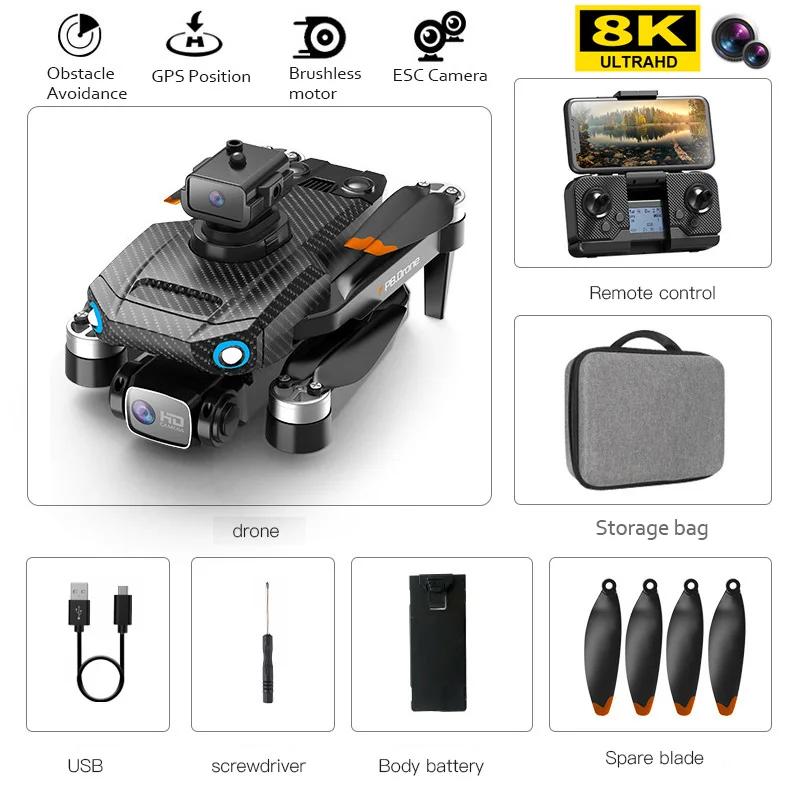 Neue P8 Drone GPS Professionelle 8K HD Kamera RC Eders 5G WIFI FPV Bürstenlosen Drohnen Hindernis Vermeidung Carbon faltbare Quadcopter Geschenk Spielzeug P8-GPS-8K-Brushless