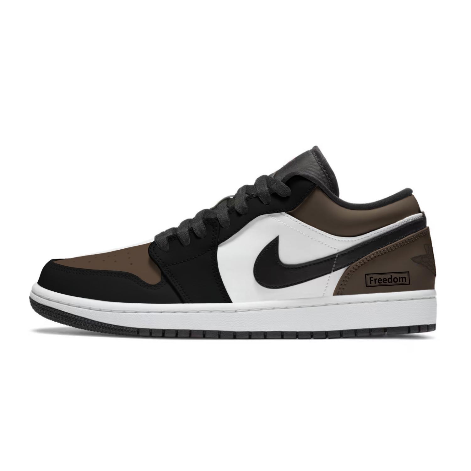 Jordan Air Jordan 1 Abriebfest Abriebfest Niedrig geschnitten Vintage Basketballschuhe Unisex Schwarz Braun 553558-165(Team701-F) 36.5 black
