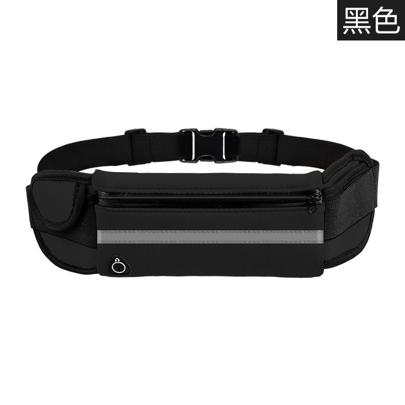 Schlanke, wasserabweisende Hüfttasche aus weichem Polyester für Männer und Frauen, die Telefon, Schlüssel und Geld tragen schwarz