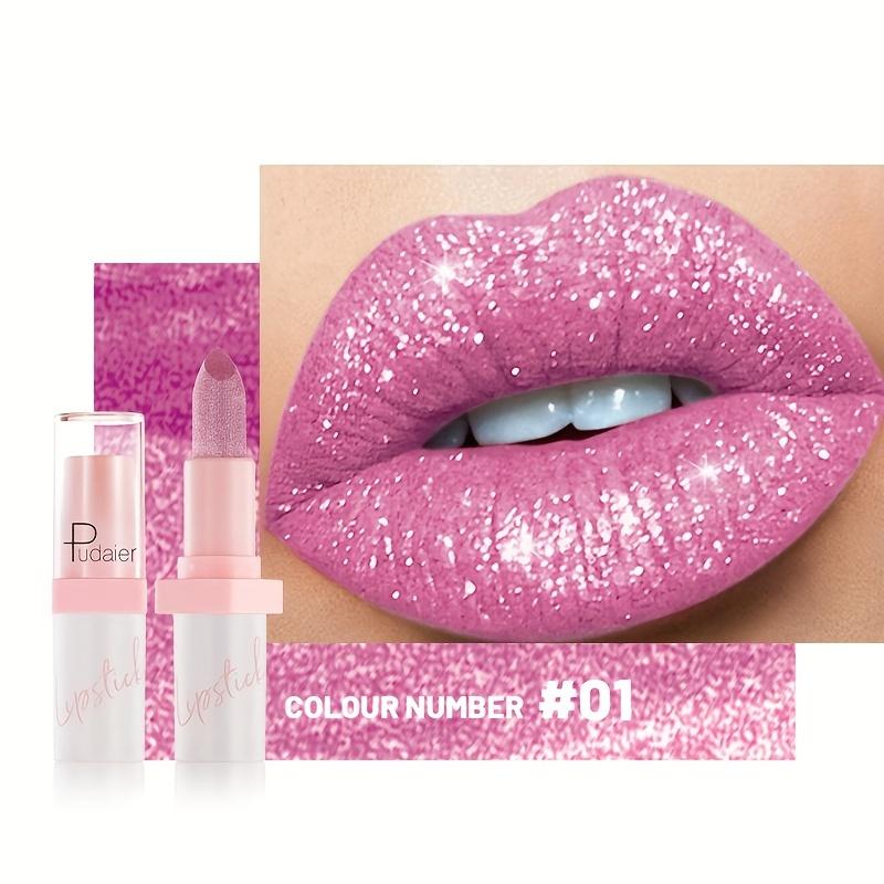 Lippenstift mit strahlendem Glanz, hoher Glanz, langer Halt, funkelnder Lipgloss mit Perlglanz-Finish, langlebiger Lippenstift, ideal für Party- und Festival-Make-up 1#