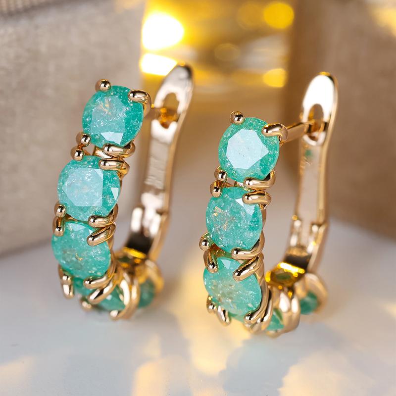 Gold Farbe Tropfen Ohrringe für Frauen Matt Blau Zirkon Koreanische Schmuck Party Hochzeit Mädchen Persönlichkeit Ohrringe grün/gold