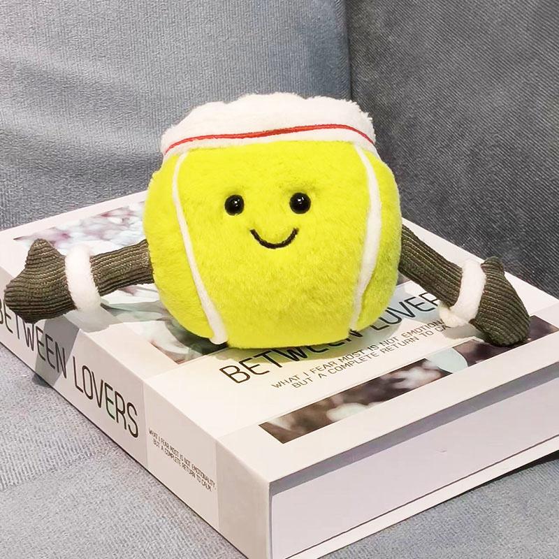 Simulation Tennis mit Hand Plüsch Puppe Begleiten Kind Weiche Geschenk Mädchen Junge Lustige Home Office Decor Kinder Geschenk Prop 10cm grün