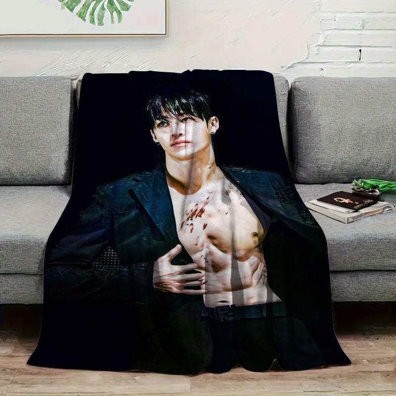 1 Stück Bangchan Aufdruck Flanelldecke, Hohe Qualität, Bequem für alle Jahreszeiten, Wärme und Komfort, Perfekt für Weihnachtsgeschenke 80cm x 120cm white