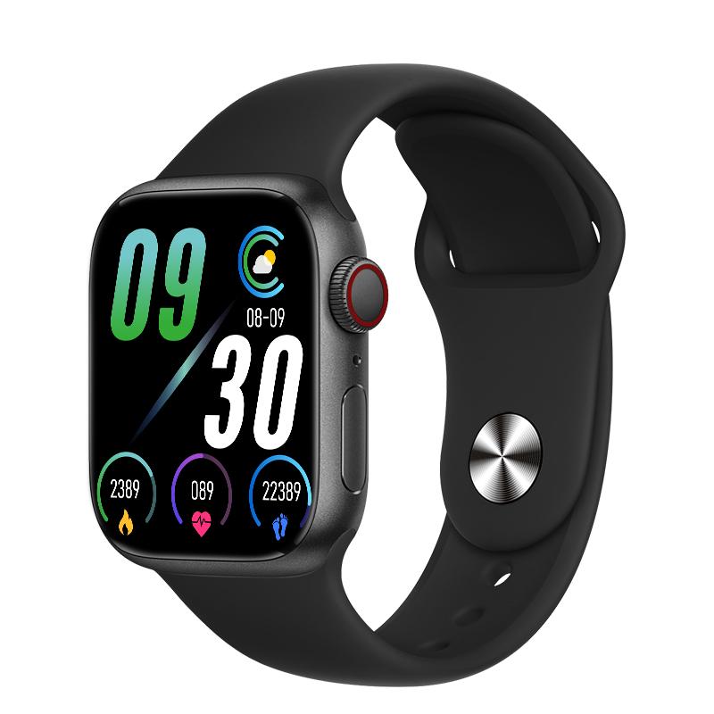 IWO Serie 7, kabellose Lade-Smartwatch, 2 Zoll, DIY-Gesichtssensor, Herzfrequenz, Fitness-Tracker, Sport-Smartwatch für iOS und Android-Telefon black