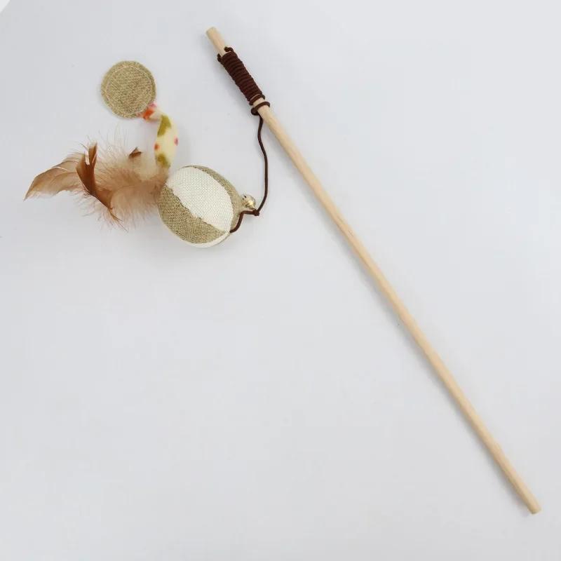 1PC Teaser Feder Spielzeug Kätzchen Lustige Bunte Stange Katze Zauberstab Spielzeug Holz Haustier Katze Spielzeug Interaktive Stick Haustier Katze liefert kürbis