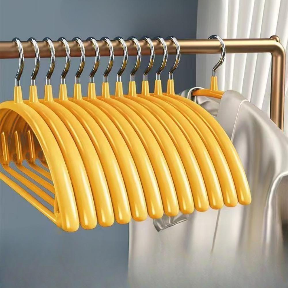 Kleiderbügel, Pullover-Kleiderbügel ohne Schulterbeulen, robuste Kleiderbügel, rutschfeste Metallbügel mit PVC-Beschichtung für Pullover, Anzüge, Kleider, Jacken Pack of 5 gelb