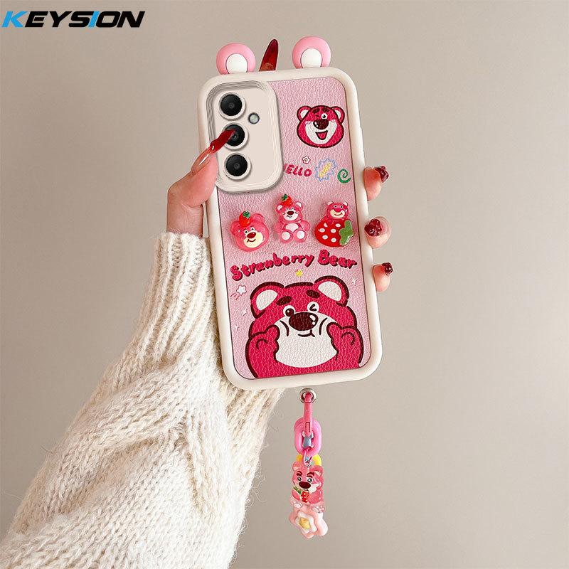 KEYSION Niedliches Ohr 3D Cartoon Hülle für Samsung A16 5G mit Armband Weiches Silikon Stoßfest Handy Rückseite für Galaxy A16 4G for Samsung A16 5G