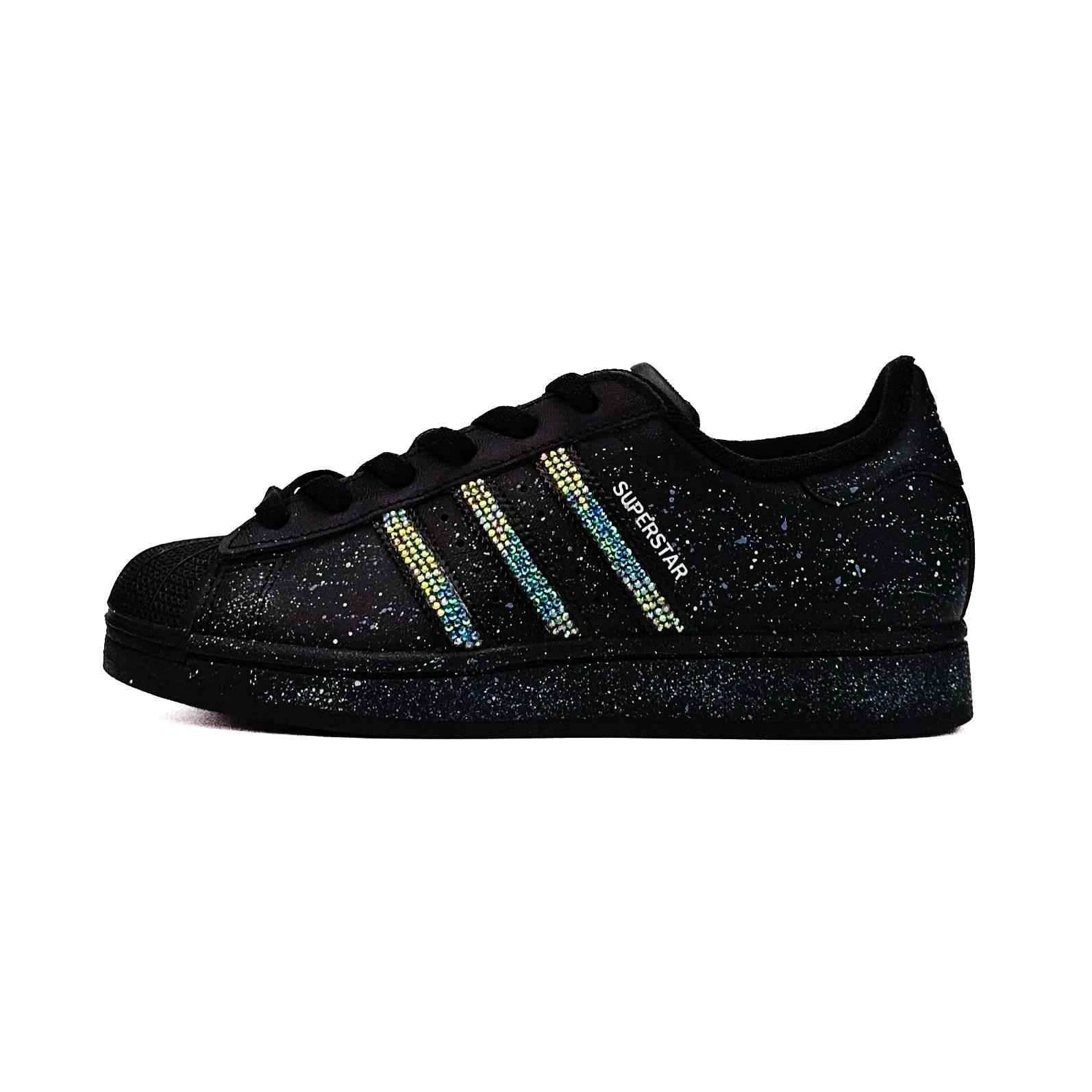 Adidas Originals Superstar 2 Starry Dot Abriebfeste Low-Top Skateboard-Schuhe Unisex Schwarz JI0079(Team935-) 42 black
