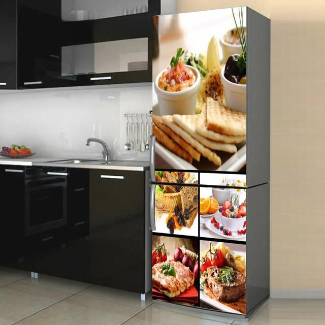 Geometrische Muster Wand Kühlschrank Aufkleber für Esszimmer Home Dekoration Ziegel Tasse Schrank Lebensmittel Vinyl Kunst Wand Aufkleber Kühlschrank 60x150cm(1 pcs)