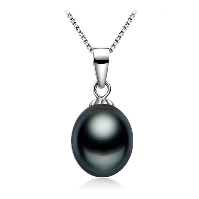 FENASY Perlenschmuck, natürliche Süßwasserperlen-Halskette für Frauen, Choker-Halskette, klassische Anhänger 8-9mm schwarz