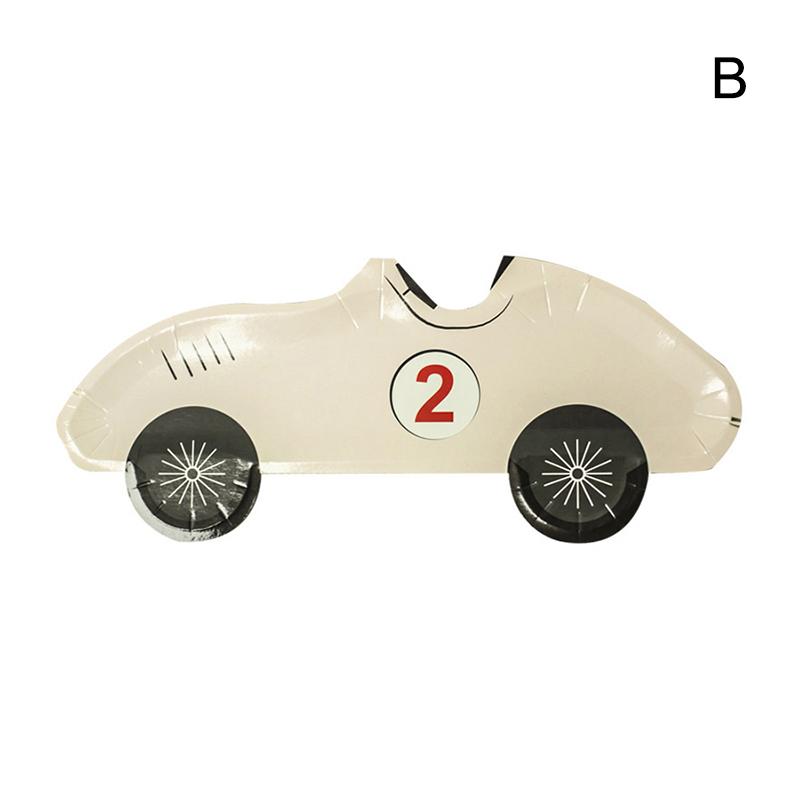 10 Stück Rennwagen Einweggeschirr Jungen Geburtstagsfeier Zubehör Cartoon Auto geformte Pappteller Happy Birthday Partydeko as the picture beige