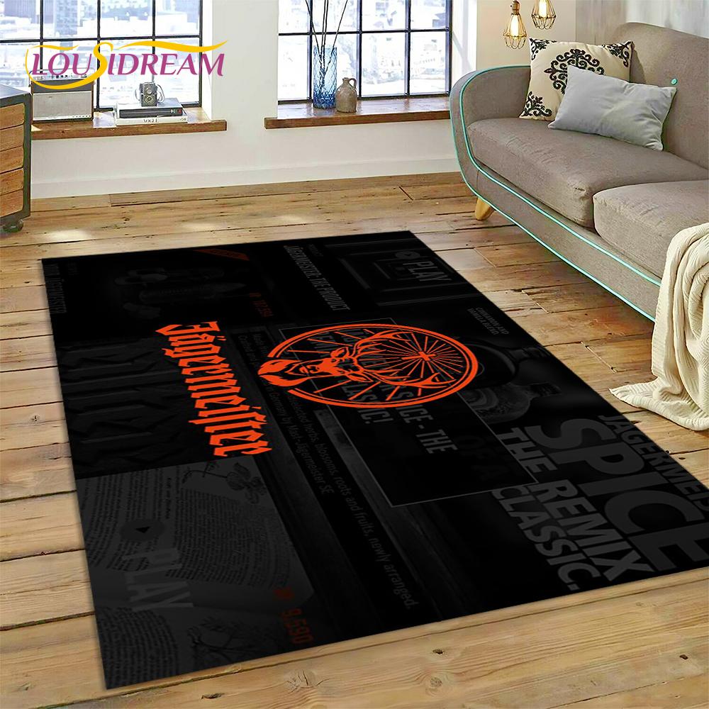 3D Neuestes Deutsches Jaegermeister Logo Elch Teppich für Wohnzimmer Schlafzimmer Dekoration, Bodenteppich Rutschfeste Dekoration für Sofa Fußmatte 80x120cm( 31x47in)