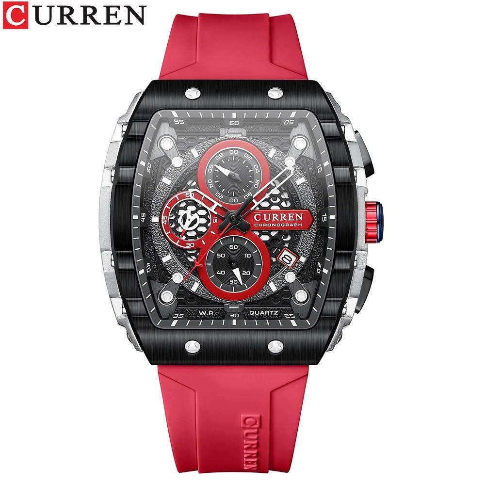 Curren 8442 Herrenuhr Six Pin Quarzband Herrenuhr Mode Sport Herrenuhr rot