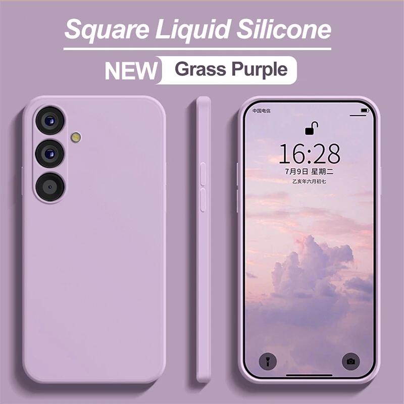 Flüssige Silikonhülle für Samsung Glalaxy A54 A13 A23 A33 A53 A73 A52 A52S A72 5G S23 FE S24 Ultra Plus stoßfeste Schutzhülle For Samsung S23 FE licht lila