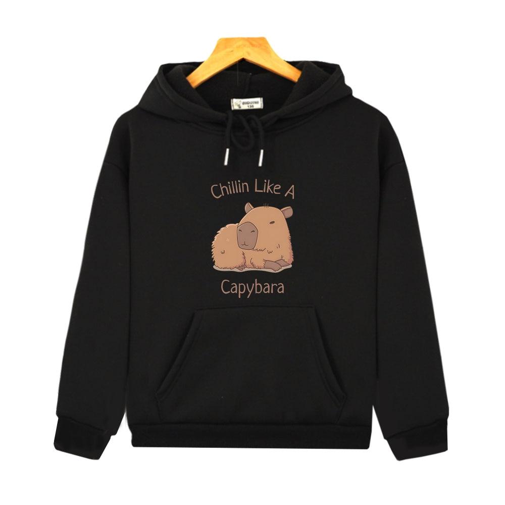 Capybara Hoodies Chilin Like A Sweatshirts Kinder Langarm Tops Kinder Pullover Mädchen Kleidung Y2k Kleidung Baby Jungen Kleidung 130 schwarz