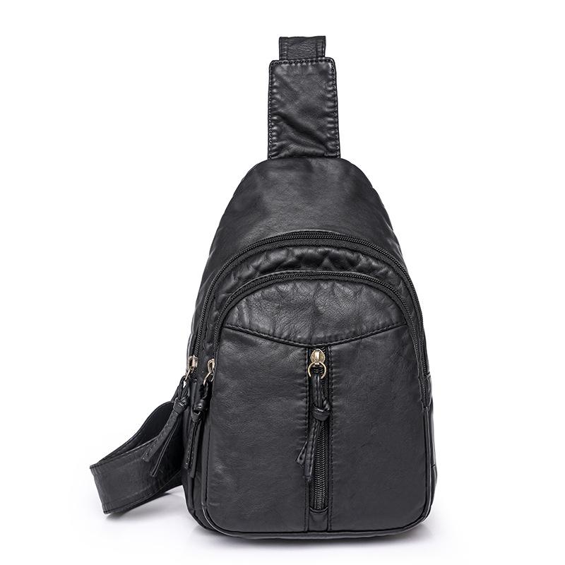 Neue Damentaschen Trendige und modische Brusttaschen aus weichem Leder Denim Weiches PU Umhängetaschen Mädchenrucksäcke gray