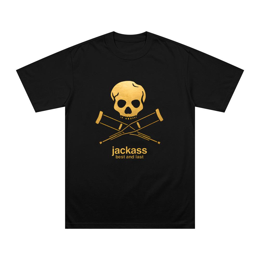 Jackass Beste und Letzte Mode Herren Logo Grafik Gedruckte T-Shirts Mode Klassisches T-Shirt Baumwolle Bequem Unisex Oberteile XS schwarz