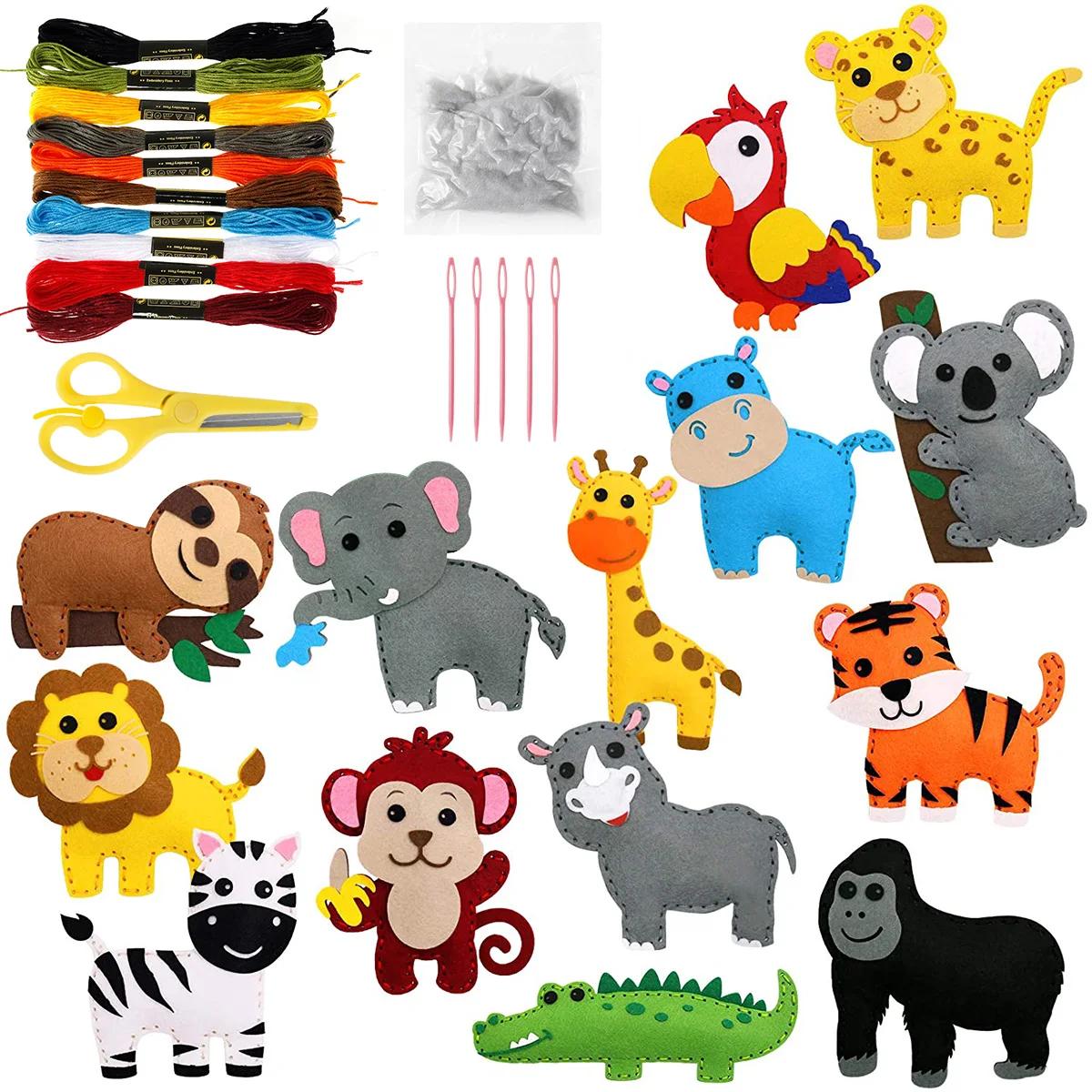 Kinder DIY Basteltiere Set Pädagogisches Spielzeug Ideal Für Kinder Kreative Handarbeit Kunsthandwerk Spielzeug Montessori Geschenk Nähen Filz yellow