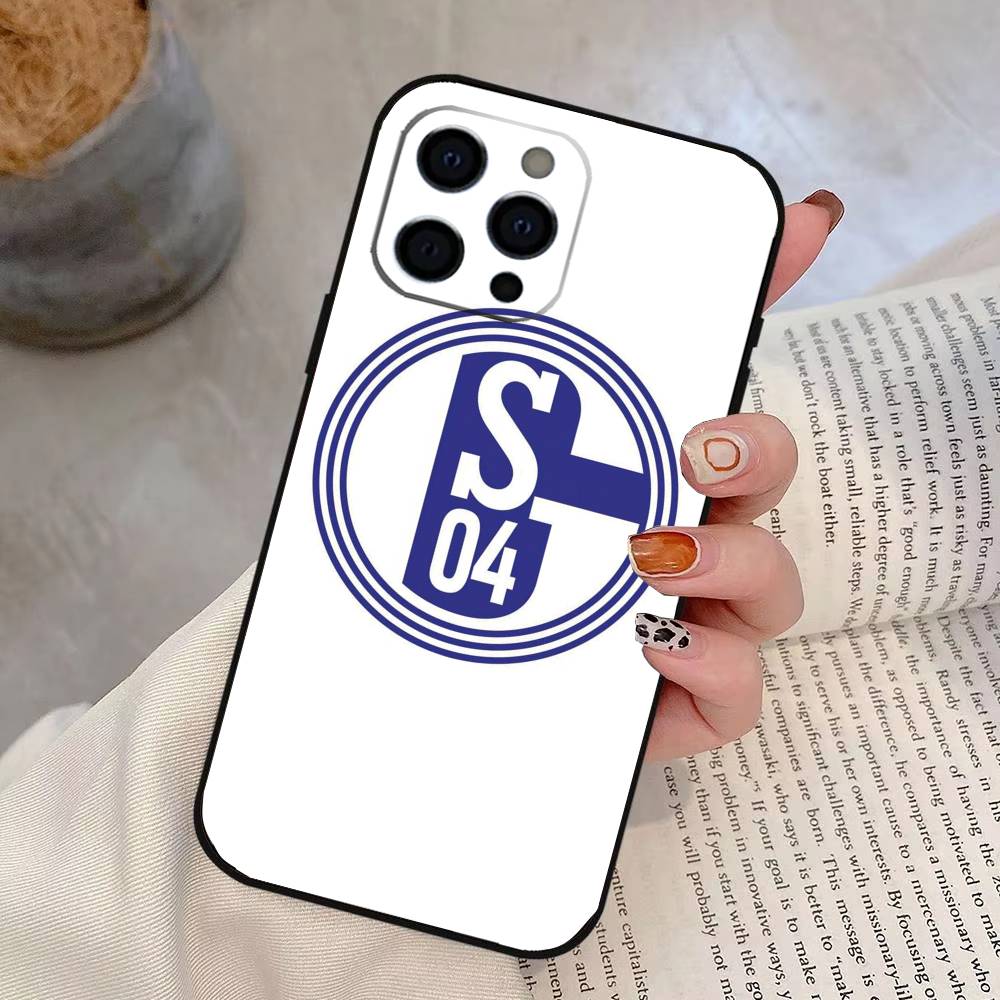 S-Schalke 04-PC Handyhülle für iPhone 17,16,15,14,13,12,11 Plus,Pro Max,XS,Weiches Silikon Schwarze Hülle iPhone13ProMax