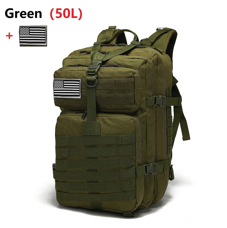 25L/50L Wasserdichter Rucksack Outdoor Rucksäcke Taktische Sport Camping Wandern Trekking Angeln Jagd Tasche 50L grün