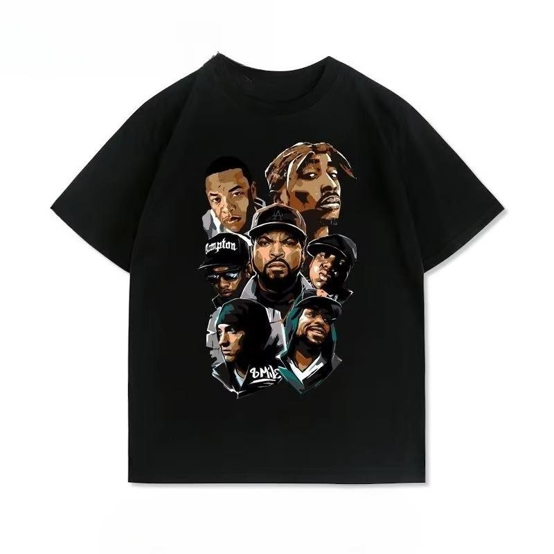 West Coast Rap Eminem 2PAC Dog Brother Rock Hip Hop Baumwolle Kurzarm T-Shirt Herren und Damen Lässiges Baumwoll Oberteil - Herren ... 5XL bunt