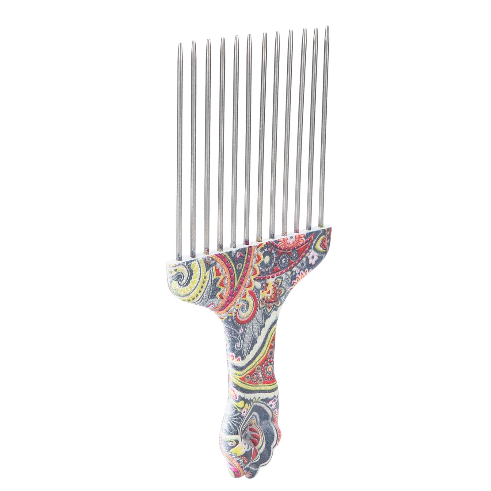 Haar Pick Kamm Professionelle Afro Edelstahl Entwirren Haar Pick Kamm für Lockiges Haar StylingK4