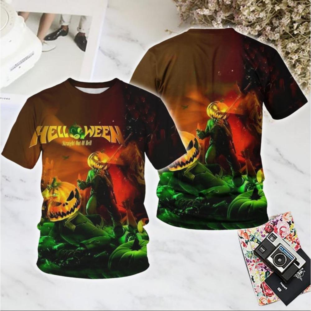 Classic Rock Helloween T-Shirts Herren 3D-Druck Männer Frauen Hip Hop Trend Kurzarm T-Shirt Street Locker Lässig Übergroße Y2k Oberteile 6XL