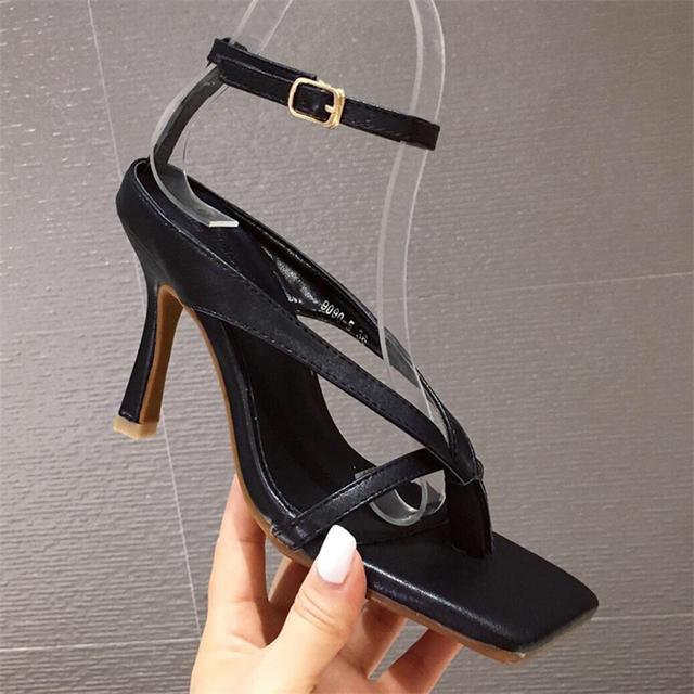 Sommer Frauen 9cm High Heels Riemchen Gold Prom Sandalen Fetisch Sandalen Lady Valentine Stripper Sexy Luxus Marke Up Toe Schuhe 33 schwarz