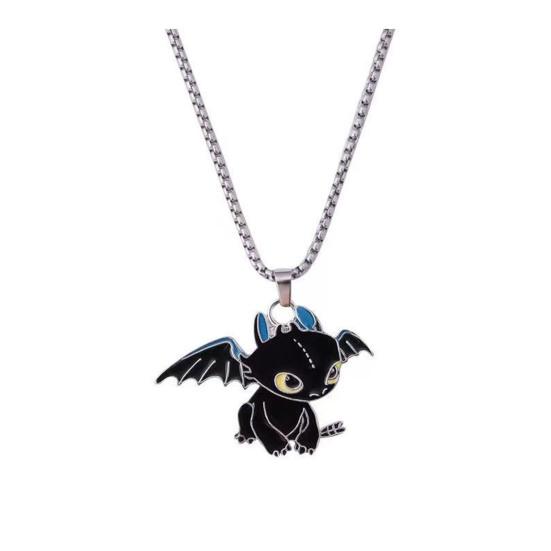 Cartoon Schwarz Weiß Drachen Halskette Hip Hop Stil Paar Schöne Halskette Mode Schmuck Zubehör schwarz