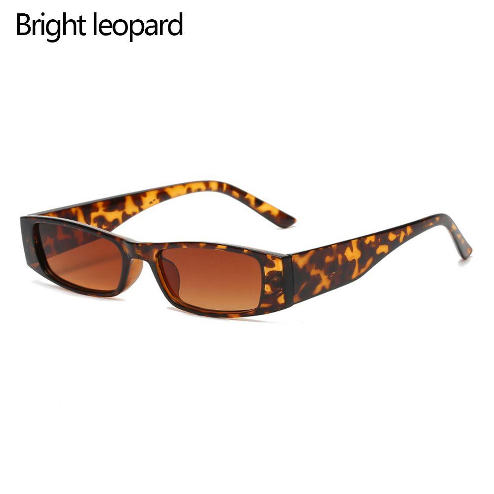 Fashion Eyewear UV400 Kleine Rechteckige Sonnenbrille Retro Sonnenbrille Schmale Sonnenbrille Kleiner Rahmen Bright leopard