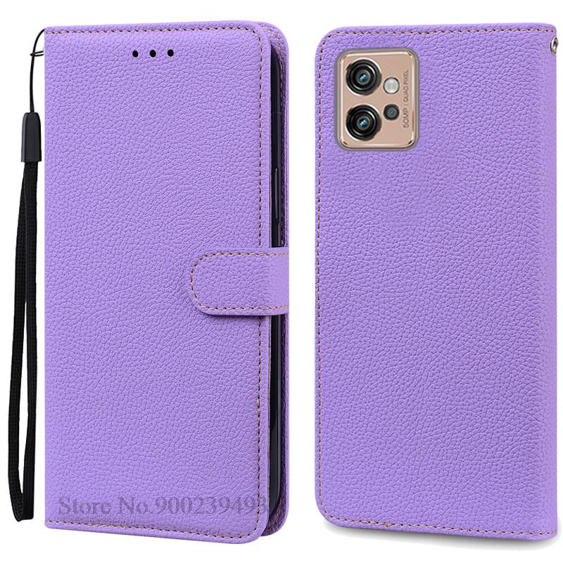 Ledertasche für Motorola Moto G32 Hülle Magnetische Flip-Wallet-Hülle Abdeckung für Moto G32 MotoG32 G 32 Kartenfach Handyhüllen Fundas for Moto G32 licht lila
