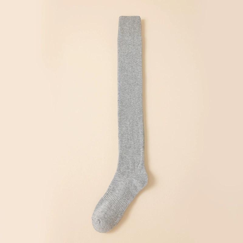 Winter Warme Lange Socken Rohr Dicke Hohe Rohr Über Knie Knie-Länge Strumpfwaren Socken Terry Einfarbig Frauen Verdicken wade Socken 1 pair hellgrau